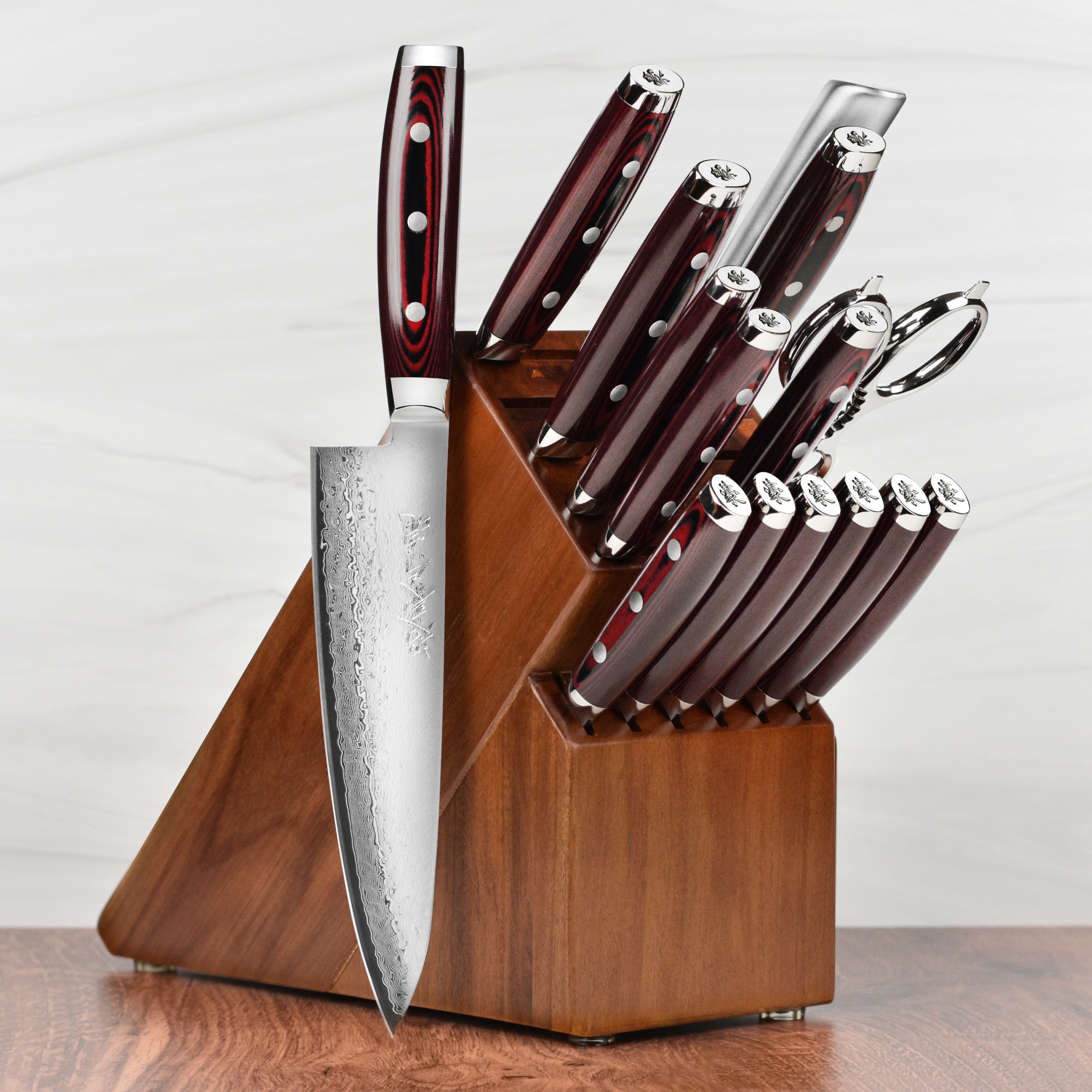Yaxell Ran Plus Knife Block Set - 16 Piece Acacia – Cutlery and More