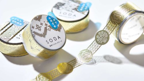 SODA 透明 マスキングテープ レースリボン ホワイトゴールド箔×型抜き