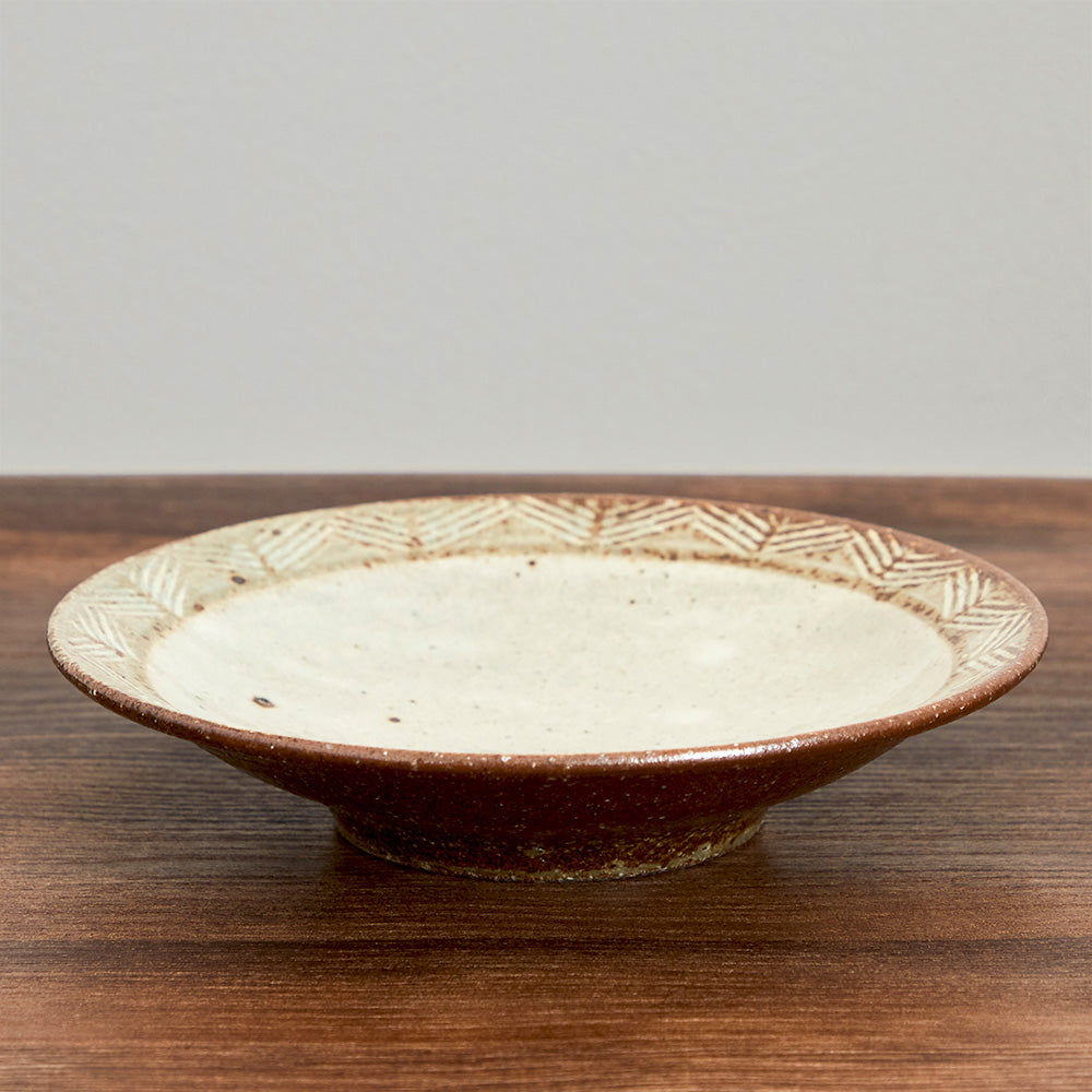 ざらりとした質感粉引】【食材映えるリム付17cm皿】白水工房 粉引5