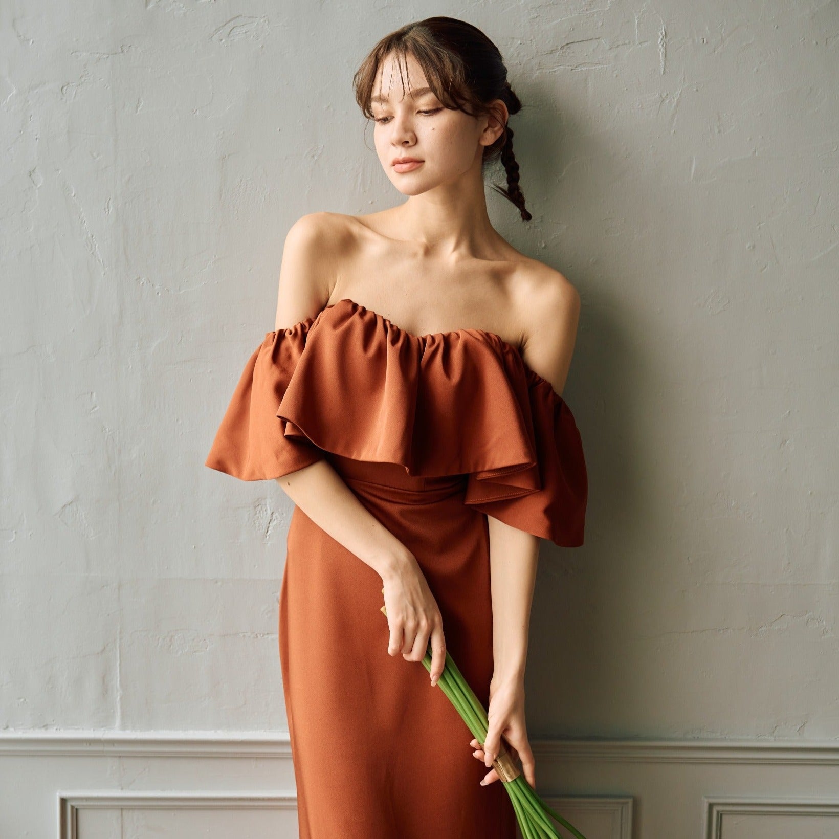 ドレス 「LEJA」2WAYオフショルダーパフスリーブバリエマーメイド