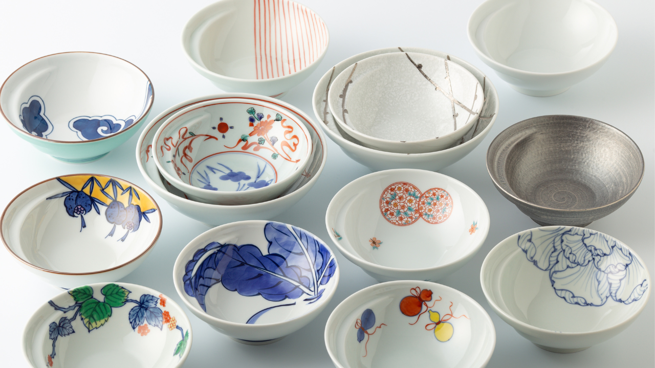 萬古作 雲鶴模様 手塩皿 10客 保存箱 MA143 萬古作 雲鶴模様