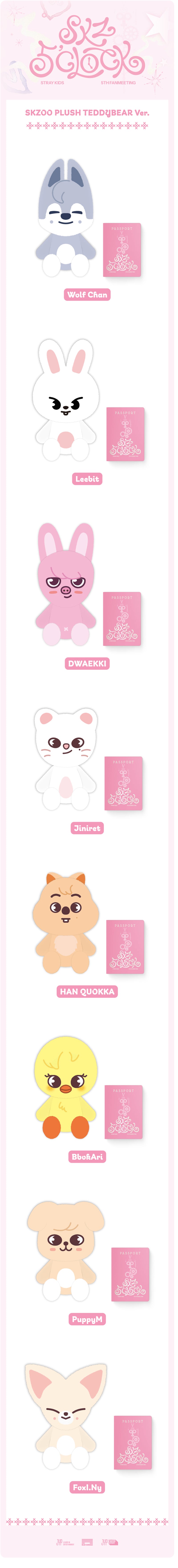 STRAY KIDS 5TH FANMEETING SKZ 5'CLOCK MD [ SKZOO PLUSH TEDDYBEAR