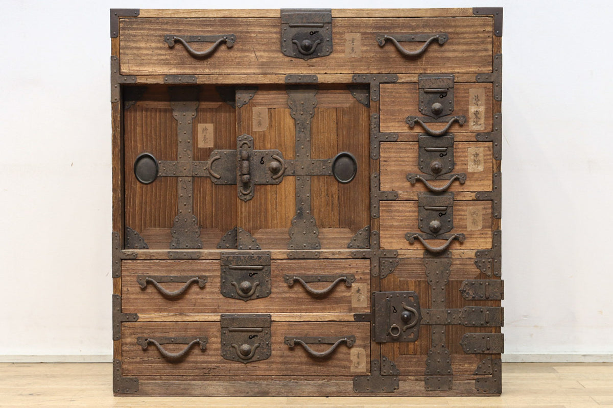 木製箪笥 引き出し昭和レトロ 古家具 和箪笥 ビンテージ 仙台民藝箪笥