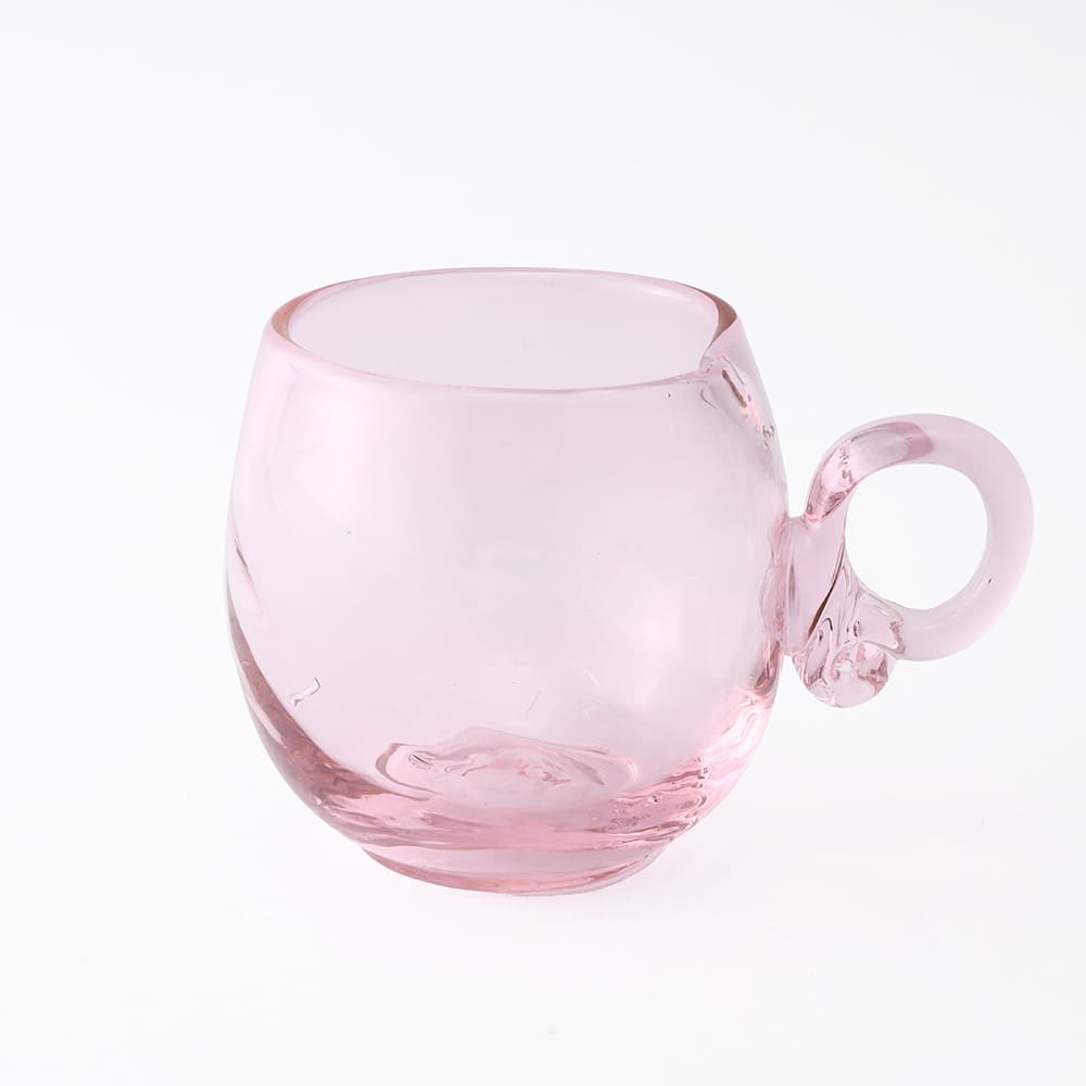 耐熱琉球ガラス -燈人- ティーカップ（波模様・春風ピンク