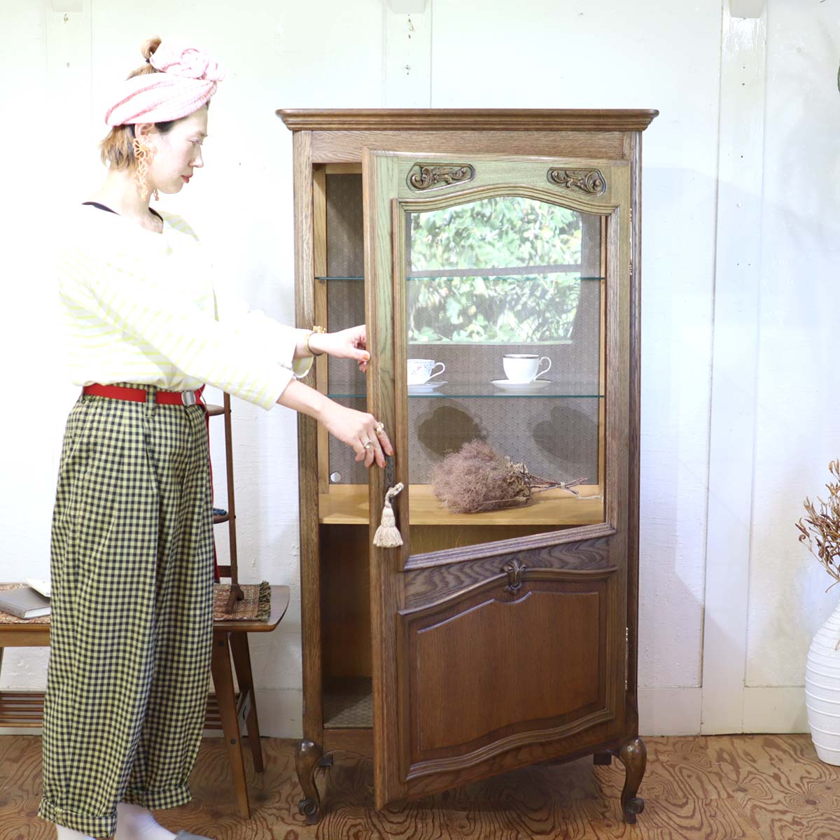 CUTEX ガラス棚 昭和レトロ アンティーク ショーケース 骨董 【公式通販】