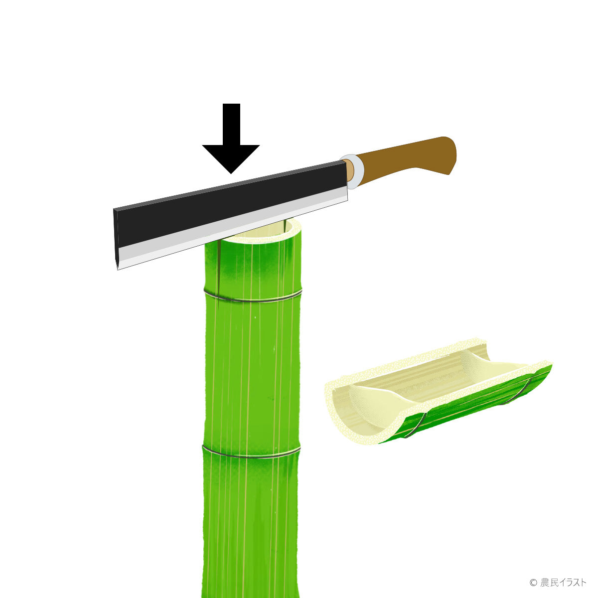 AZUMASYUSAKU Bamboo splitting Japanese Hatchet / Machete, Aogami