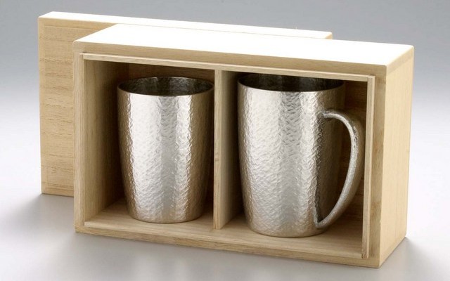 錫製のジョッキ 名入れ可 桐箱入り -大阪錫器