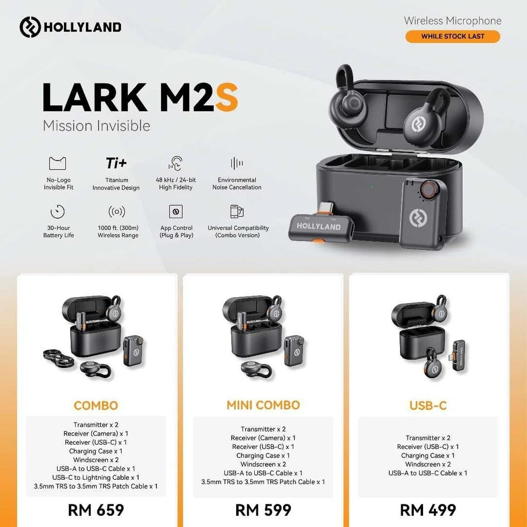 Hollyland Lark M2 Combo | Duo | Usb-C | Lightning | Lark M2S
