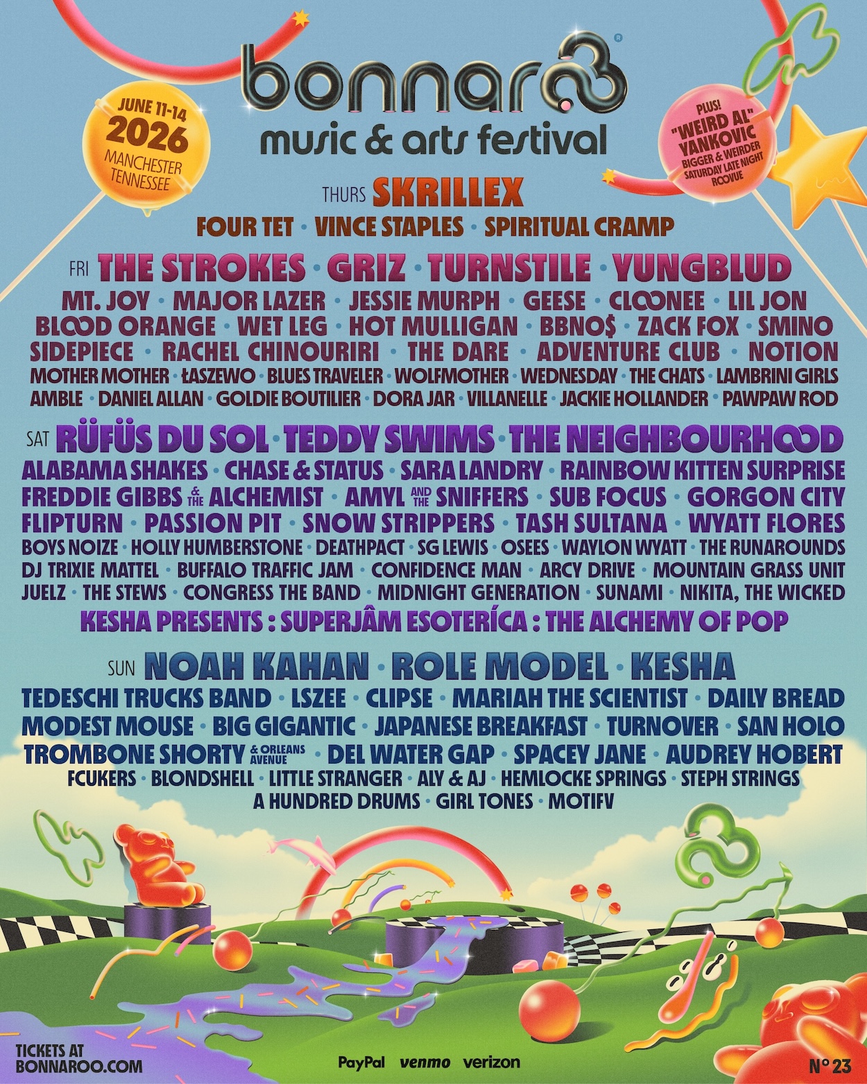 Bonnaroo Music & Arts Festival | Manchester, TN | June 11-14, 2026