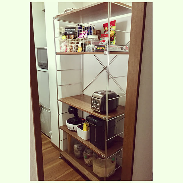 無印良品 ステンレスユニットシェルフ・ウォールナット材棚セット