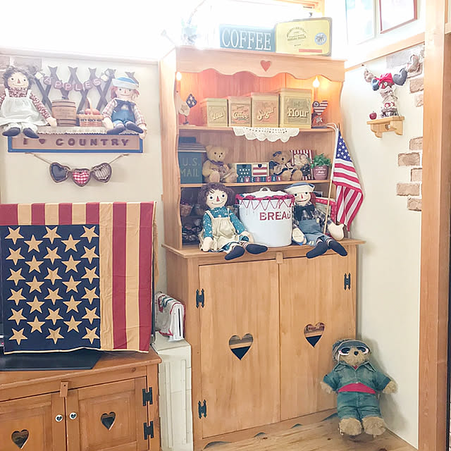 アメリカンカントリー家具 カントリーハート 収納付きコロコロスタンド