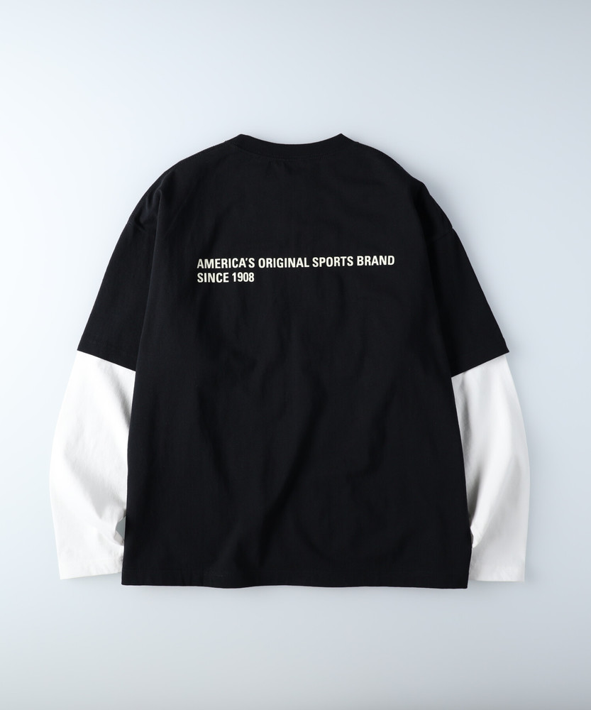 フェイクレイヤードロングTシャツ(M グリーン): トップス｜Right-on