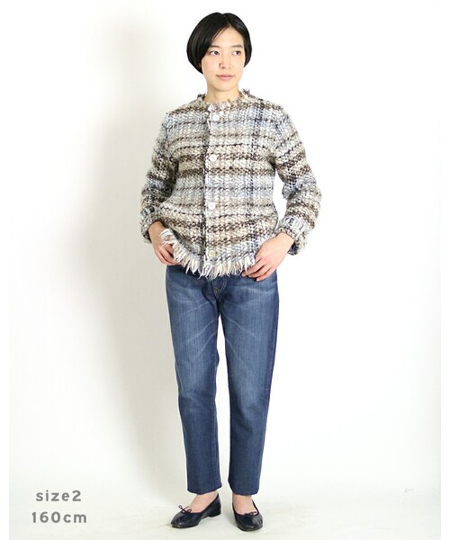45R（フォーティファイブアール）の「ブランケット藍ツイードボレロ