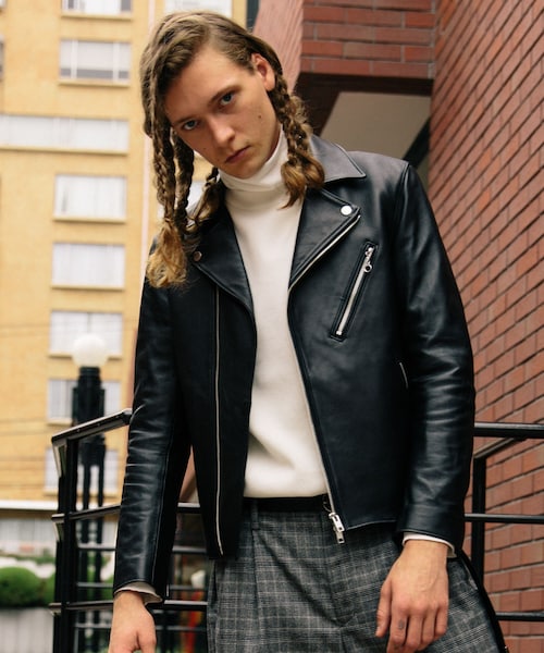 リドム ☆LIDnM/リドム 羊革 シングルライダースジャケット ブラック