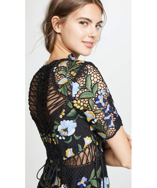 美品 セルフポートレイト Lace Pattern Midi Dress 最新 Self-Portrait