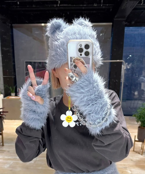 NEWAVE 猫耳ニット帽 アームウォーマーセット 別注NEWERA CAT EAR KNIT