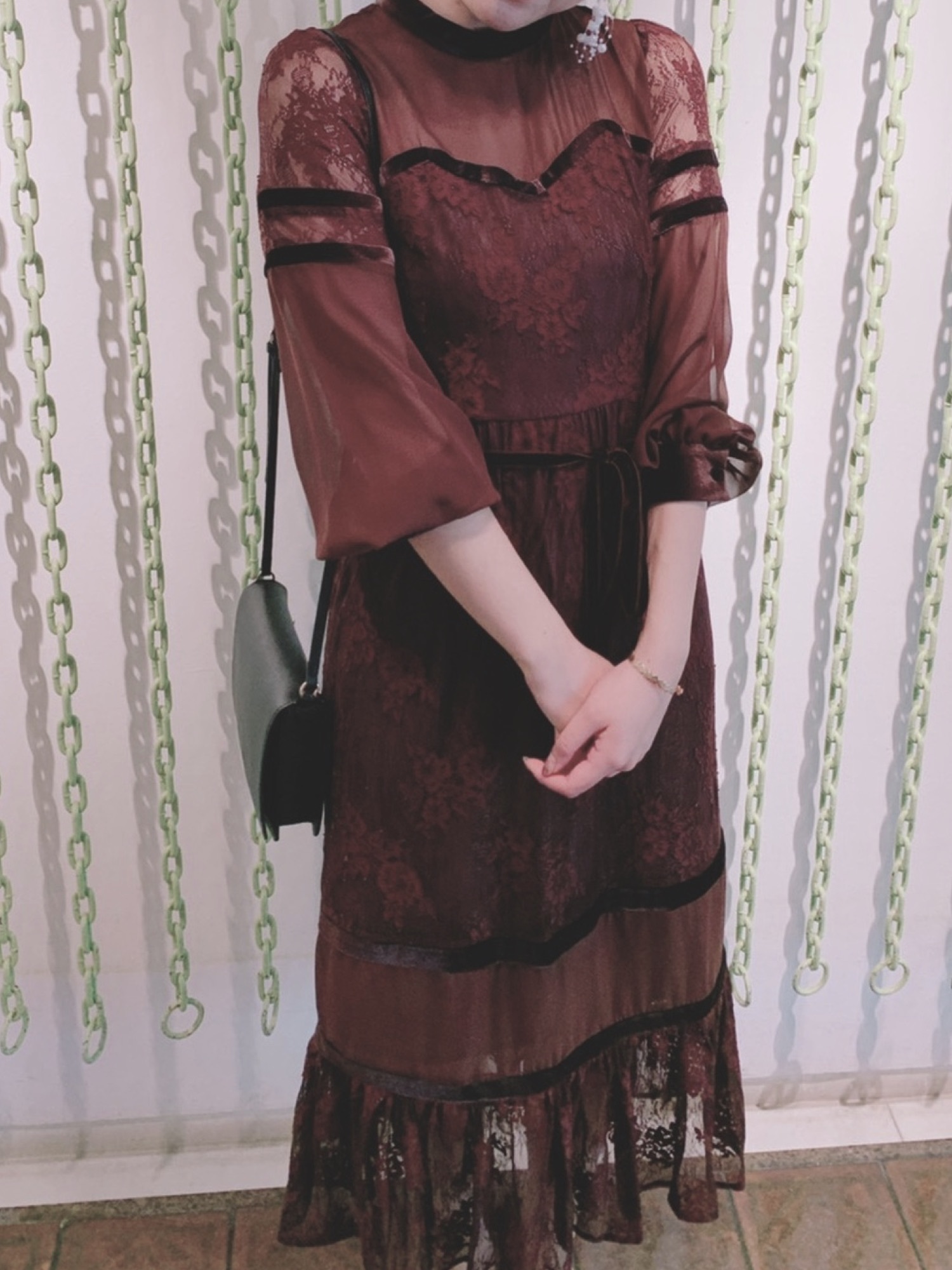 Ameri（アメリ）の「SHEER LACE DRESS（ワンピース）」 - WEAR