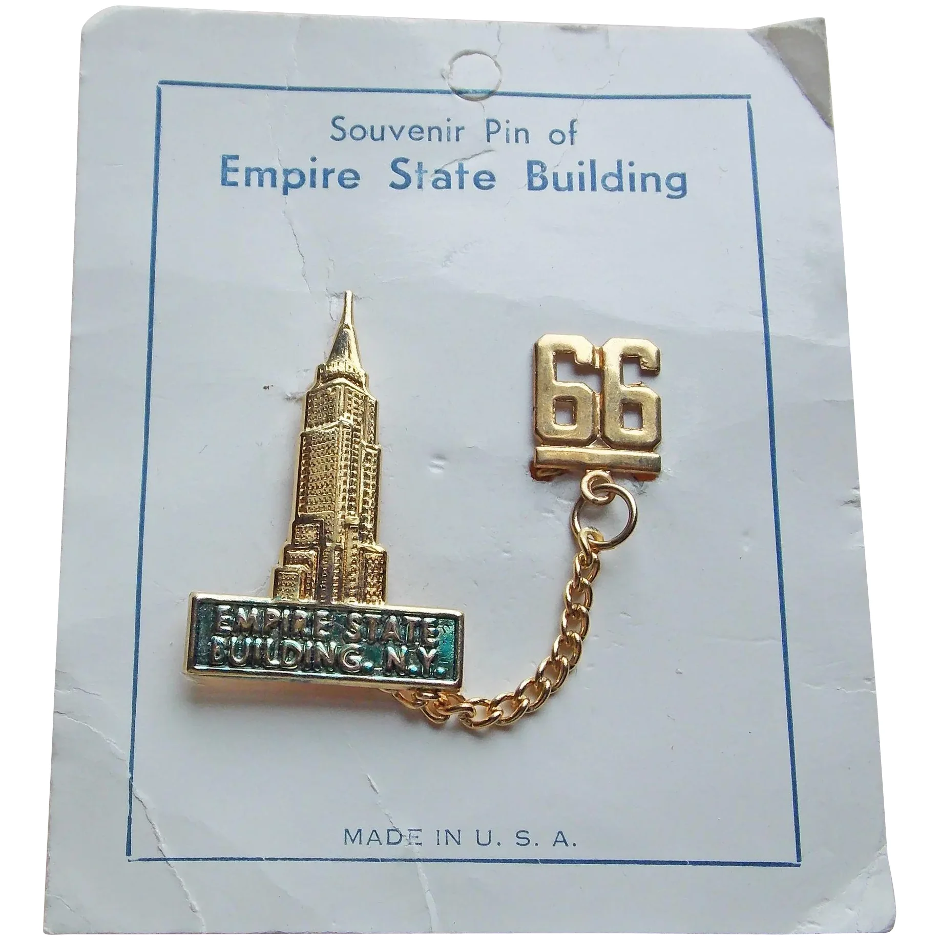 1966 EMPIRE STATE BUILDING Vintage Pin - Souvenir of New York - on