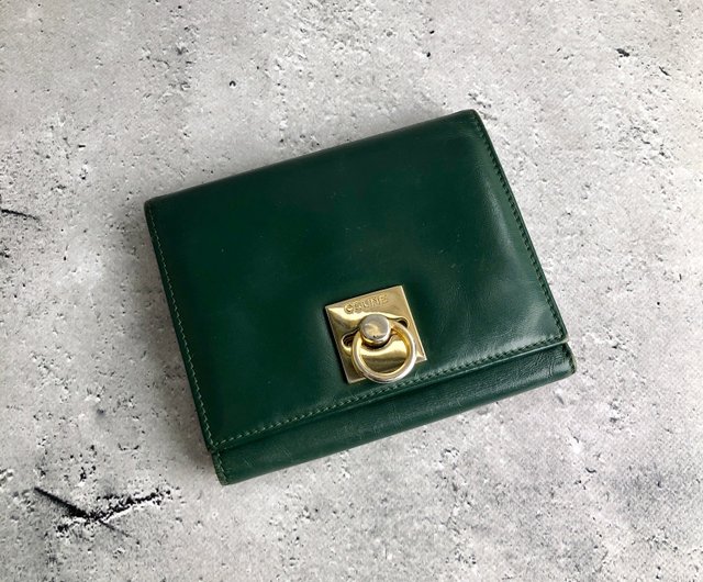 日本直送 名牌中古包 】CELINE セリーヌ 財布 グリーン ガンチーニ