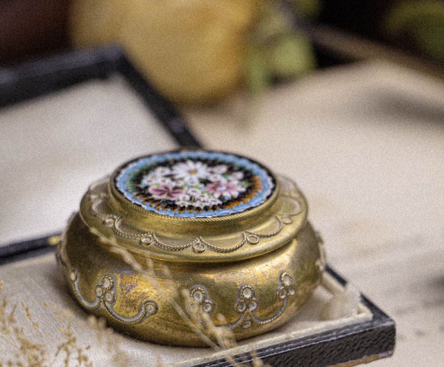 イタリア製 アンティーク マイクロモザイク ガラス工芸 時計フレーム