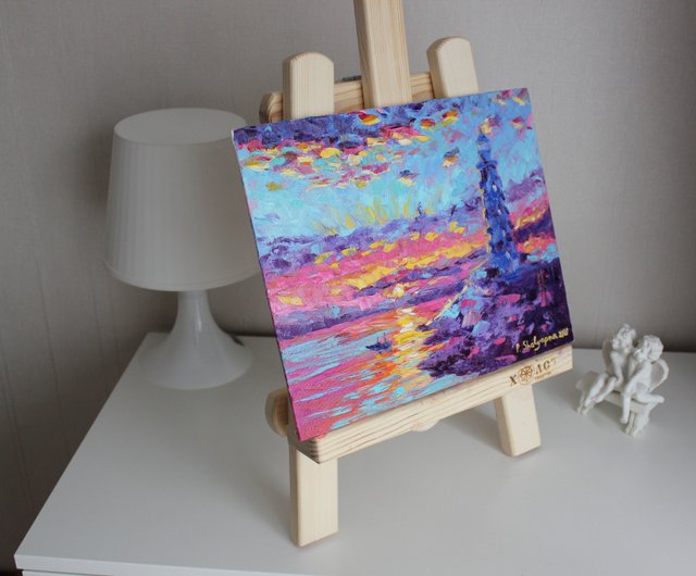 灯台2」 油彩 油絵 木製パネルに油彩 現代美術 oil on board 灯台2