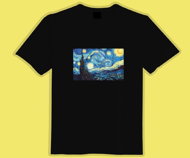 ゴッホの星月夜 絵画服 TシャツホワイトT 子供用 半袖 純綿 吸湿発散性