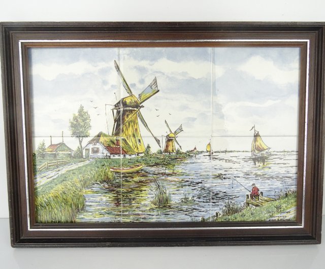 ヴィンテージ オランダ デルフト ブルー タイル タブロー