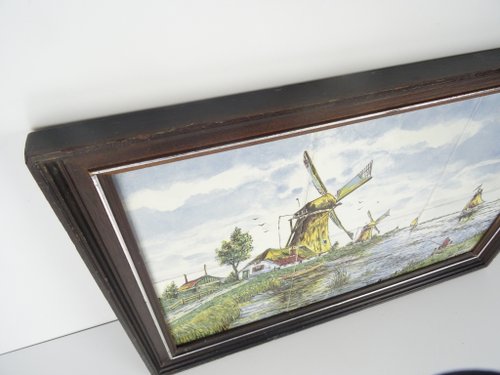 ヴィンテージ オランダ デルフト ブルー タイル タブロー