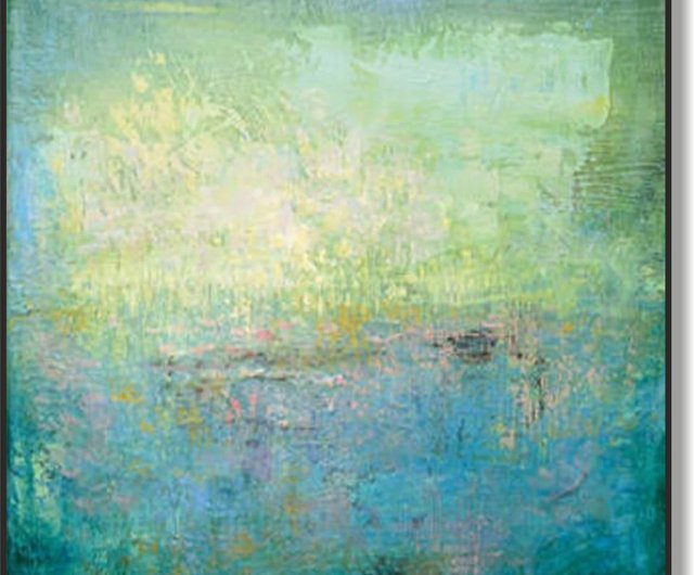 送料無料】スペイン 多色、ライトブルー、黄色の抽象画 TrendGallery