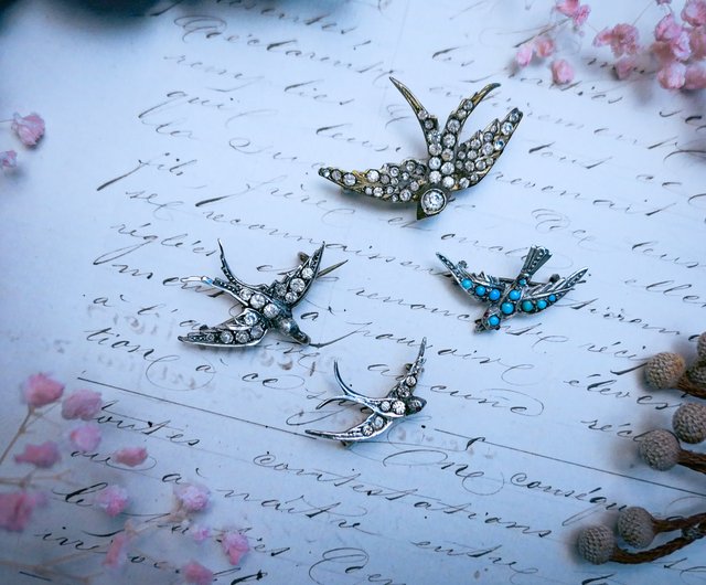 送料無料】台湾 ヴィクトリア時代 百年飛燕ブローチ—イギリス