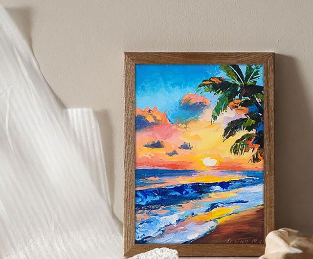 油絵アートハワイサンセット海の絵