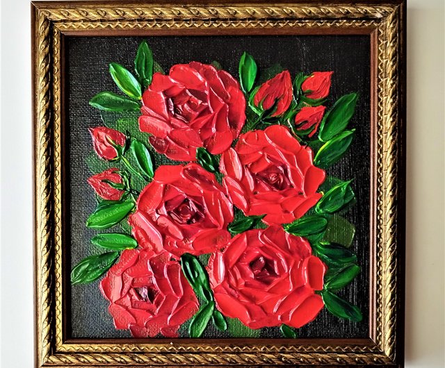 アクリル画原画赤いバラ