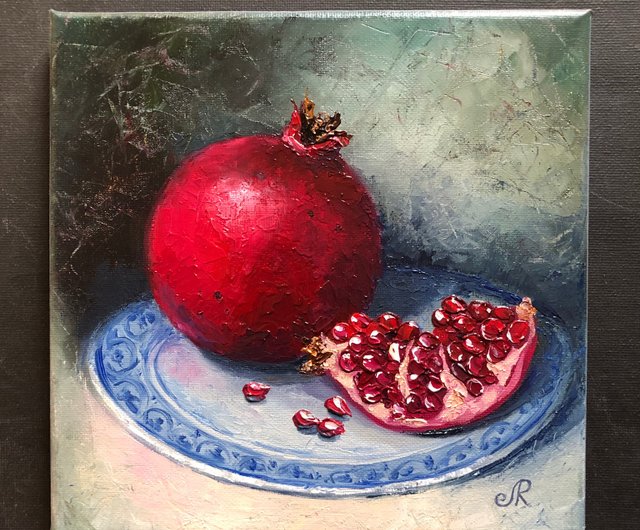 絵画 インテリア 額付(黒) 油絵 uF6-061403 静物 フルーツ メルカリ