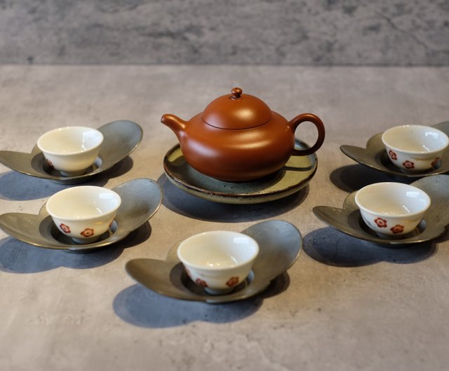 平安 清課堂 「錫鎚目図式茶托」茶道具 茶器 錫器 茶托 古美術 古道具
