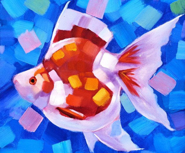 金魚 油絵 油彩画 20×20cm 金魚 油絵 油彩画 20×20cm 金魚 油絵 油彩画