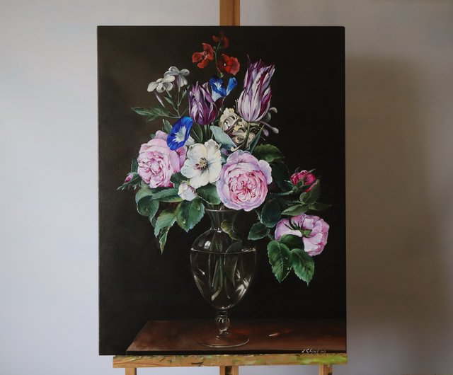 金運☆SHIRLEY FELTS 水彩画 花束 大キャンパス 金運☆SHIRLEY FELTS