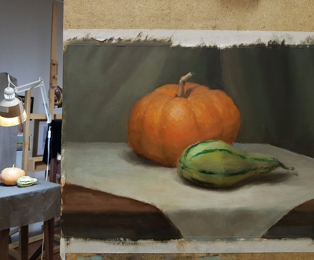 油絵 菅家令子 絵 絵画 インテリア uF6-030114 静物 かぼちゃ 絵画 絵