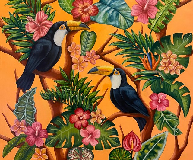 油絵 専用 バラを捧げる鳥 横53.3cm 低価，大得価 油絵 専用 バラを