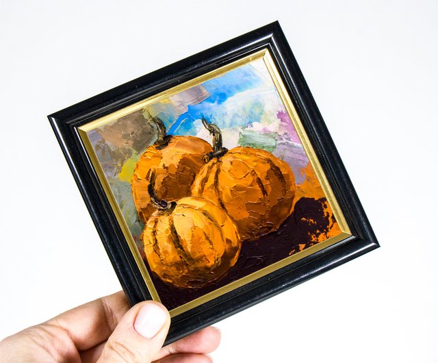 油絵 菅家令子 インテリア 額付(白) 油絵 uF6-061303 かぼちゃ 油絵