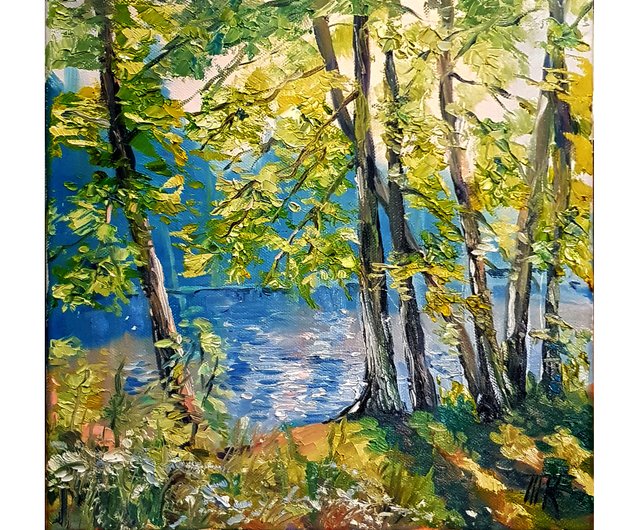 絵画 油絵 木の絵 風景油絵 オリジナルアート 油絵 キャンバス