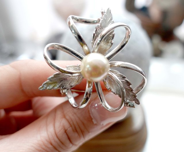 本真珠シルバーブローチ