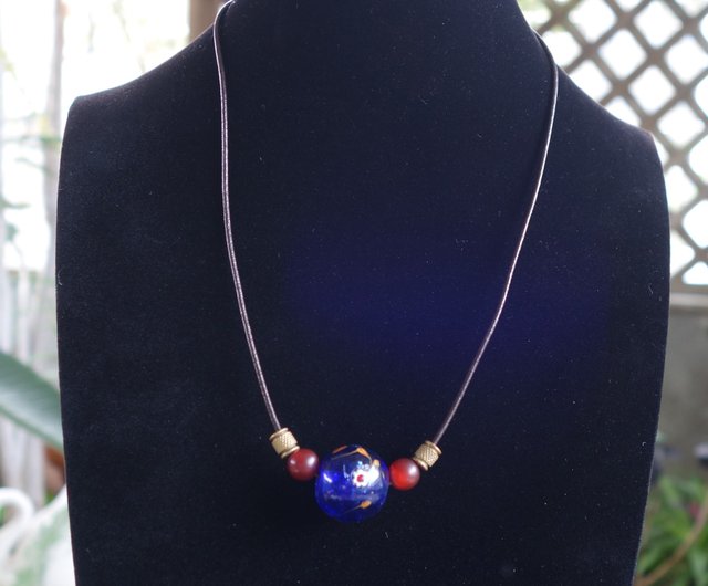 台湾 とんぼ玉 清朝 鳳凰眼 ガラス玉 ネックレス 古びたガラス玉 古珠