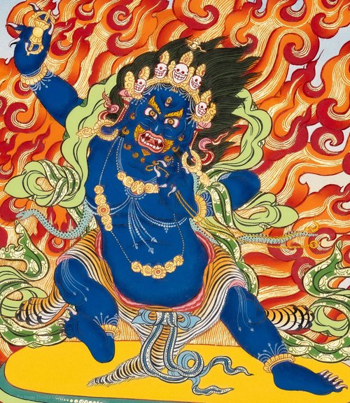 大型】金剛手菩薩像 仏教 チベット密教 古銅塗金 タンカ 曼荼羅 真言