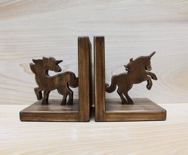 ブックエンド サイ 木彫 アンティーク レトロ 動物 アニマル Wooderful