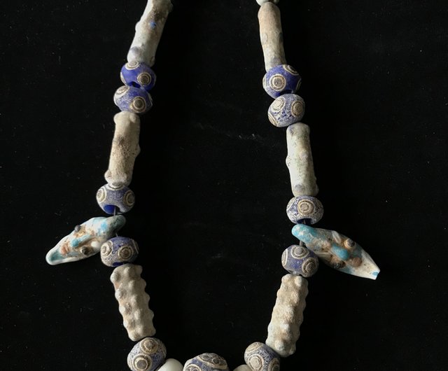 送料無料 12%OFF】台湾 フェニキア人の顔古いガラスビーズネックレス