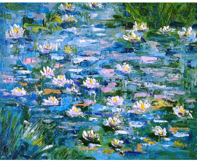 油絵 専用 おだやかな睡蓮の池 油絵 専用 おだやかな睡蓮の池 油絵