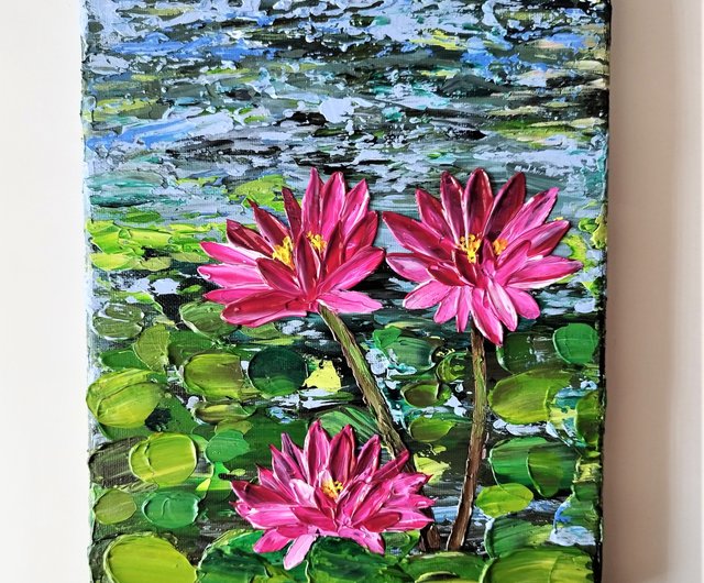 睡蓮と花のリースの絵画 睡蓮と花のリースの絵画 睡蓮と