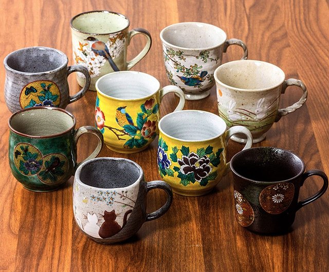 蔵出し 昭和初期 九谷焼 マグカップ 戦前輸出用 黒地に金彩 レトロ