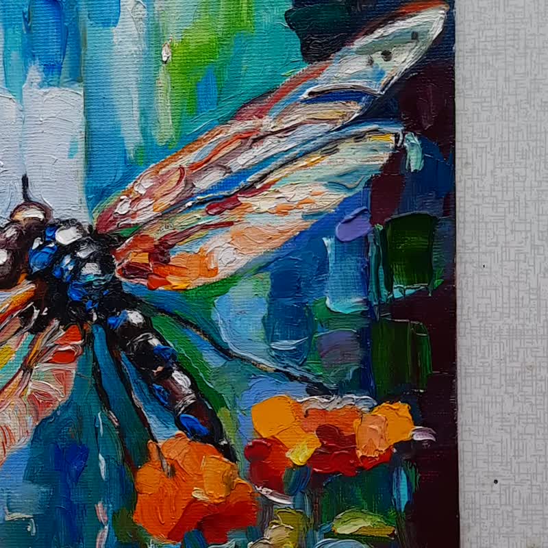 油絵【赤トンボ】1点物の原画/作者サイン入/F10号キャンバス 油絵【赤