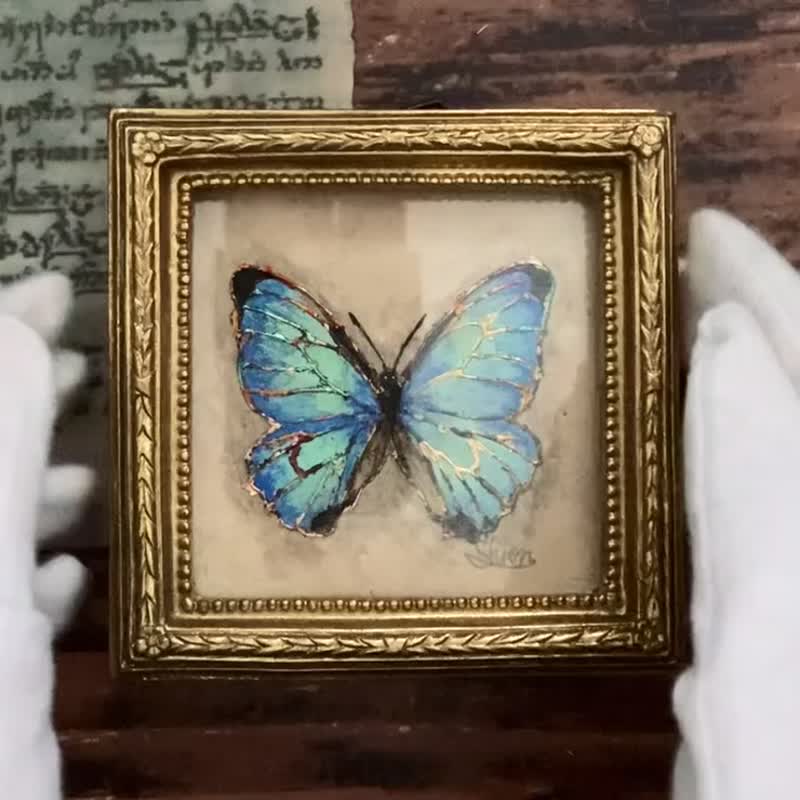 アンティークレトロコレクション】高額モルフォチョウ絵画